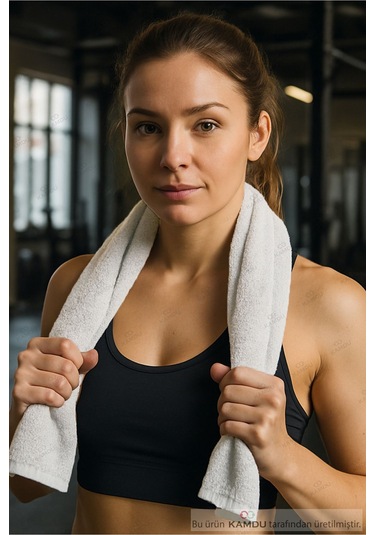 30x85cm Fitness Havlusu, Spor Havlusu, Sporcu Havlusu, Antreman Havlusu, Gym Havlusu Beyaz