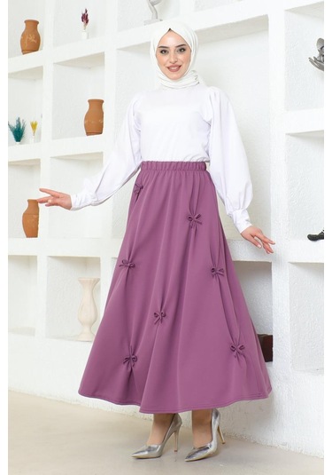Fiyonk Detaylı Çan Etek Brc1507 Mor 001