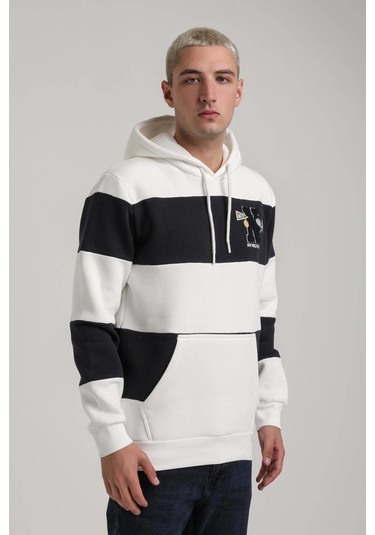 Kapüşonlu Ekru Slim Fit Full-zip Sweatshirt 24fwm64077 Ekru