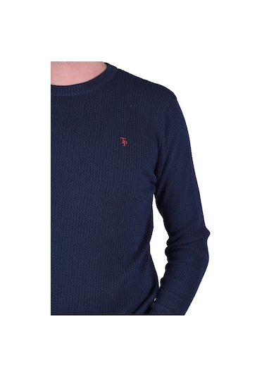 Erkek Lacivert Bisiklet Yaka Yarı Slim Kazak, Ot-Kzk-20001 Lacivert