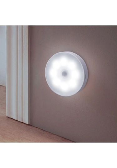 3 Adet Şarjlı Karanlık-Hareket Sensörlü 8 Led Aydınlatma Beyaz