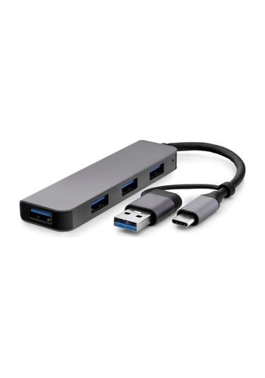 Büro Ev Ofis Network Bağlantısı İçin Gri 4usb3.0 1usb 1type-c Hub
