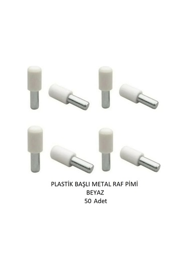 Plastik Metal Başlı Raf Pimi Beyaz 50 Adet