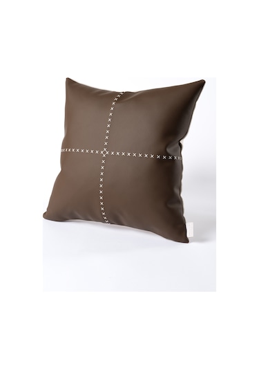 Ivy Soft Deri Kahve Kırlent Kılıfı 45x45 2546 Kahverengi