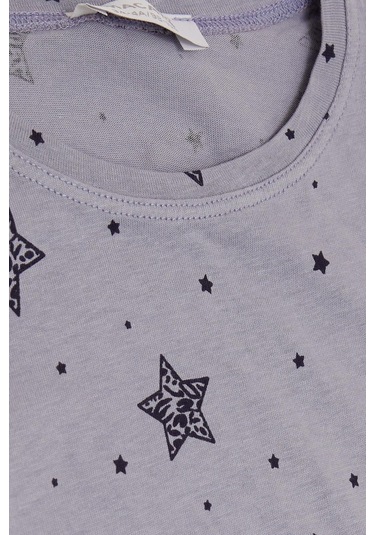 Breeze Kız Çocuk Pijama Takımı Yıldız Desenli 1.5-5 Yaş, Lila-lila Lila