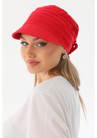 Safari Bağlamalı Kırmızı Siperli Bandana Vizör Kırmızı