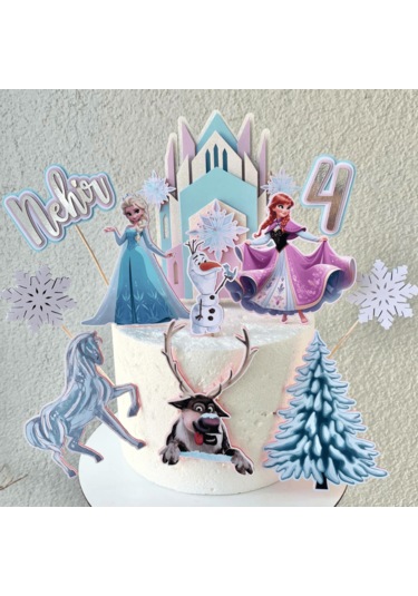 Karlar Ülkesi Elsa Temalı Kız Çocuk Doğum Günü İsme Özel 3d Pasta Süsü Seti Cake Topper Çocuk