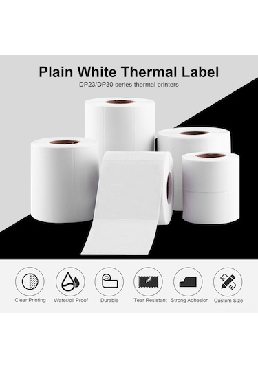 Dofolink Dp23/dp30 Serisi Termal Yazıcı İçin Düz Etiket Dikdörtgen - 40mmx80mm 95 Adet/rulman Beyaz Su Bazlı Yapışkan Termal Biyürel Kağıt 1 Rulo