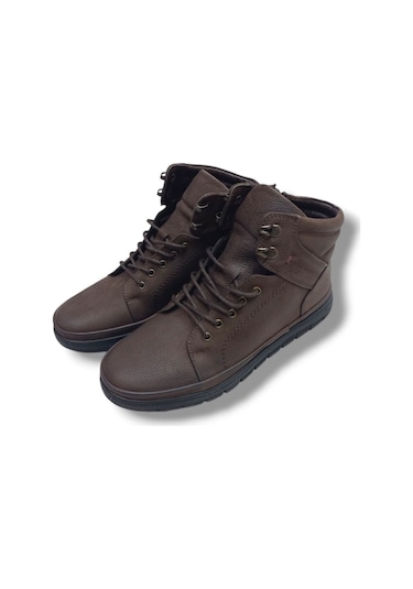 Growish Gr0264 Hakiki Greyzır Deri Kaydırmaz Taban Erkek Yüksek Yarım Bot Kahverengi