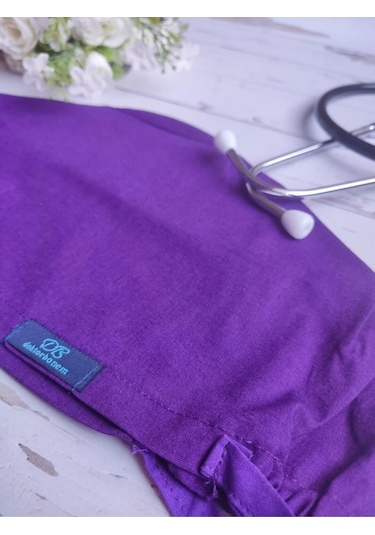 Tesettür Patlıcan Moru Tek Renk Cerrahi Bone Doktor Hemşire Sağlıkçı Bonesi Geniş Kesim