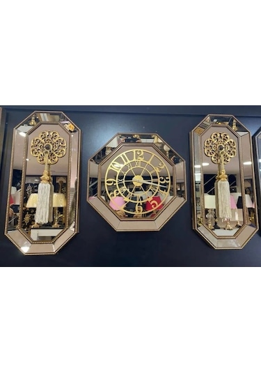3'lü Sekizgen Aynalı Saat Püsküllü Gaga-901 Aynalı