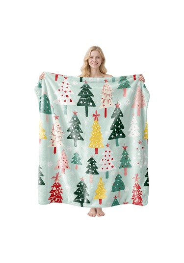 Noel Fral Küçük Battaniye Festival Atmosferi Pratik Kullanım-mt-flr-191 150 200 Yeşil