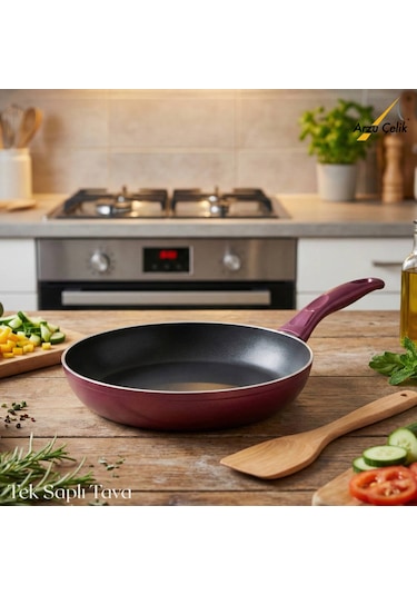 20 Cm Granit Tek Saplı Tava - Mürdüm Mürdüm