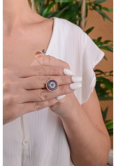 Nazar Boncuğu Isimli Stres Kolye 925 Ayar Gümüş