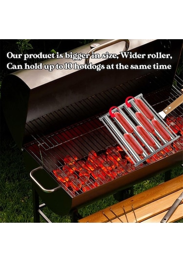 Ulzyvf Ahşap Saplı Ve Sosisli Şişli Sandviç Silindiri, Gümüş Barbekü, 4'lü Gümüş