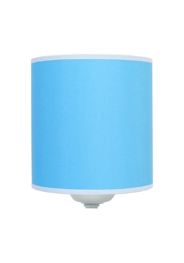 Şenay Aydınlatma Modern Metal Ayak Silindir Kumaş Abajur Mavi Diğer