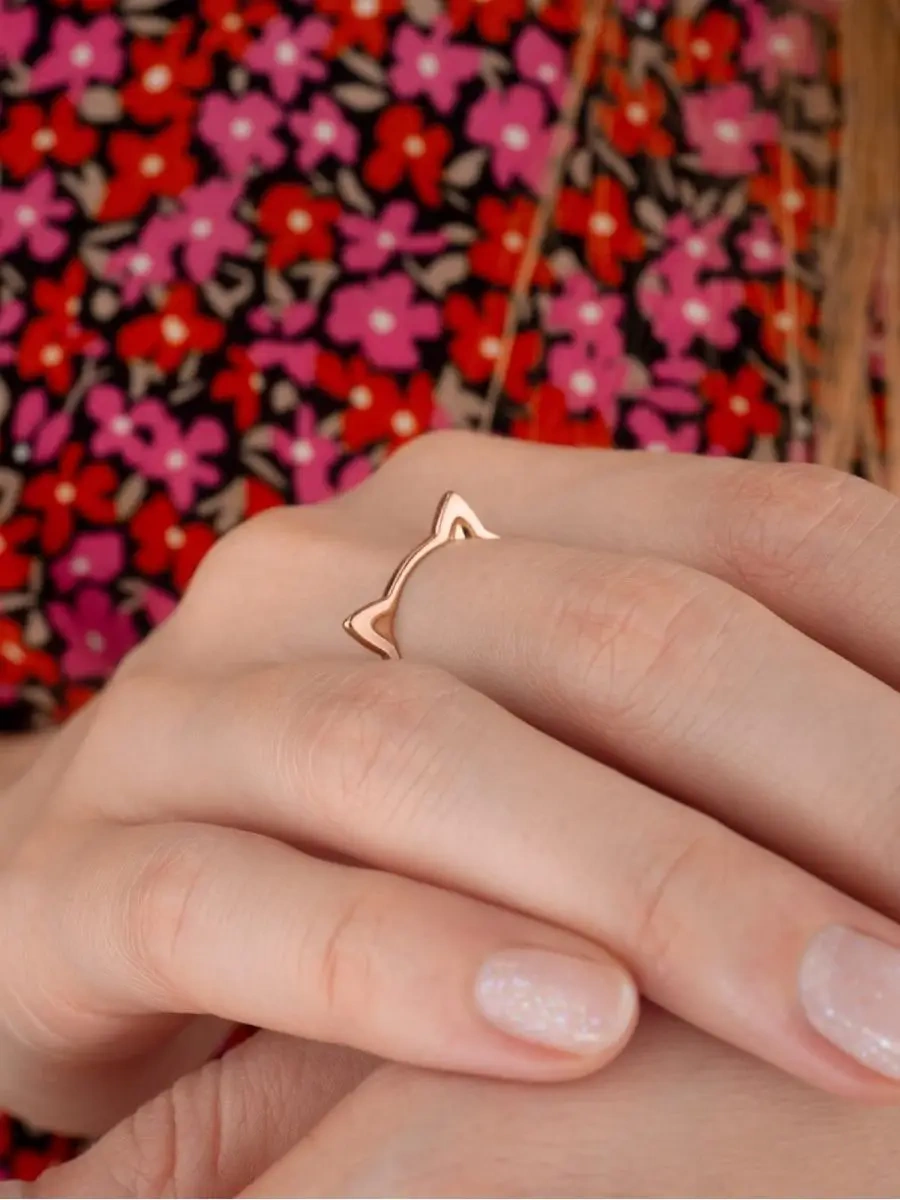 Veronika 925 Ayar Gümüş Yüzük Kedi Kulaklığı 79989609 Altın