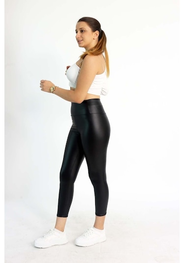 Içi Kürklü Deri Tayt SiYAH