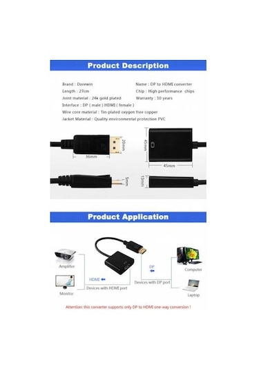 Dp Display Port To Hdmi Çevirici Display Hdmi Adaptör