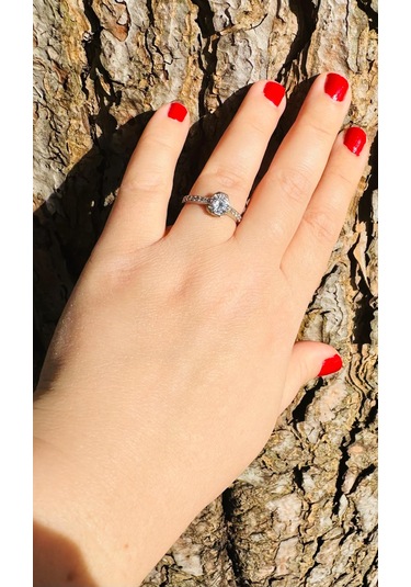 Parlak Yüzük Gümüş Alyans Zirkon Taşlı 925 Ayar