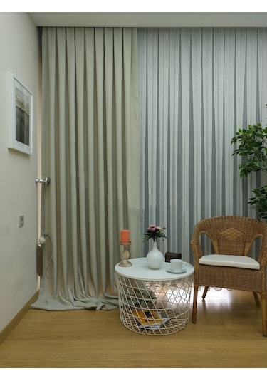 Evdepo Home Keten Krem Fon Perde Tek Kanat Krem