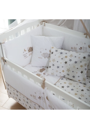 Meltem Kids Woody Anne Yanı Ahşap Sallanır Beşik 60 x 120 CM (Beyaz - Kuzu) Beyaz