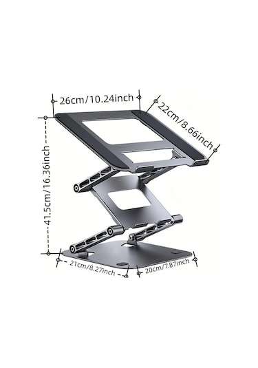 Oldfriend Simli Gri Uc Katmanli Ayarlanabilir Laptop Standi Notebook Desteği Ergonomik Isi Dagilimi Katlanabilir