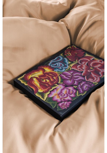 İssimo Jade Peony Vegan İpek Nevresim Takımı Çift Kişilik Somon-1840 Somon