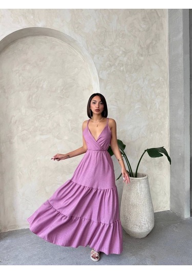 Fırfırlı Katlı Elbise S255049 Gül Kurusu