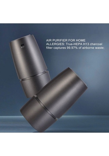 Moly Yunboo Araç İçin Hava Temizleyici Bardak - Negatif İyonlu, Kokusu Giderici, Hepa Filtre, Gri, 131x68x68mm, 8m³ Alan, 5,3-15m3/h Hava Hacmi