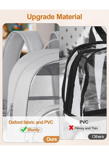 Tenfowee Şeffaf Oxford-pvc Çift Askılı Çanta, Geniş Hacimli Ana Bölme, İç Cep, Ön Bölmeler Ve Mesh Yan Çantalar İle Okul, Konser, Spor Ve Seyahatler İçin Dayanıklı Tasarım