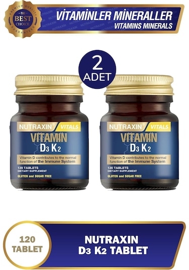Nutraxin Vitamin D3k2 1000 Iu 120 Tablet 2 Adet