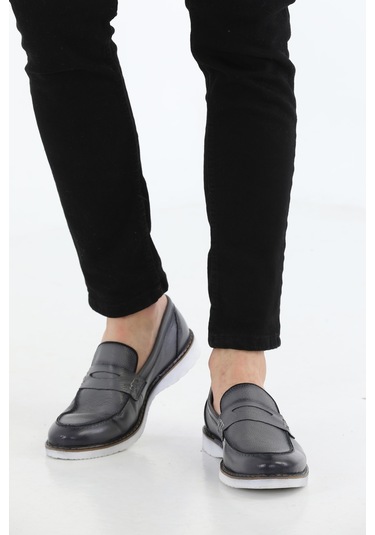 M.Karaca Hakiki Deri Ortopedik Klasik Erkek Ayakkabı gri