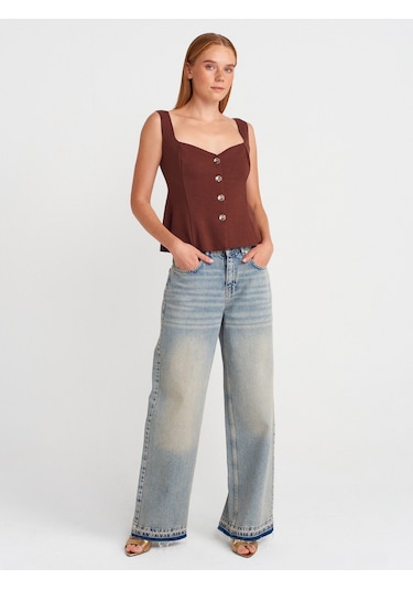 Dilvin 31987 Peplum Etekli Yelek-açık Kahve Açık Kahve