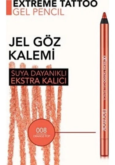 Flormar Extreme Tattoo Gel Pencil 08 Orange Pop