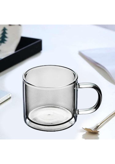 Homyl 250 Ml Cam Bardak Şampanya İçme Bardağı Yuvarlak Gri Gri