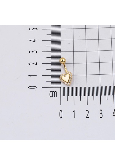 Kalp Model Altın Göbek Piercing 14 Ayar Sarı