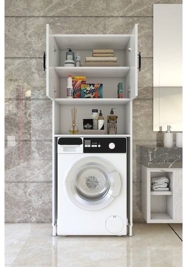 Esmopa Mobilya Çok Amaçlı Banyo Çamaşır Makinası Dolabı Beyaz
