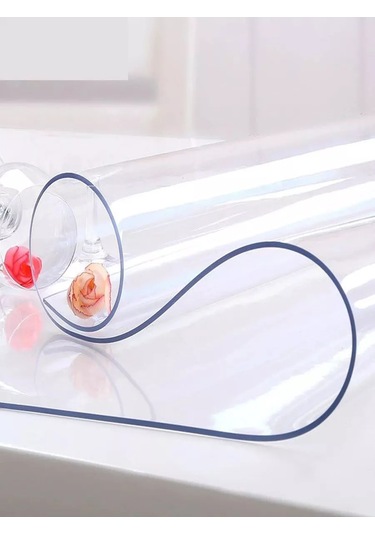 Stylishlook 1.5mm 70x100cm Silikon Masa Örtüsü Esnek Cam Şeffaf 193457557 Şeffaf Kristal