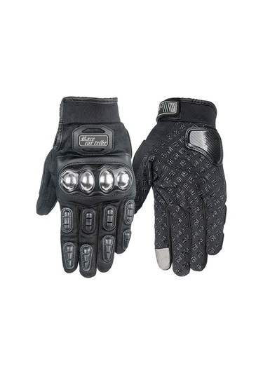 Motosiklet Eldiveni, Karbon Fiber Korumalı, Koyun Derisi Nefes Alabilir - Siyah Xl