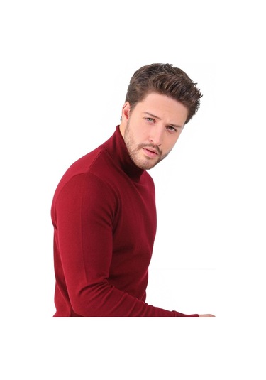 Ferraro Bordo Balıkçı Yaka Pamuk Kazak Bordo