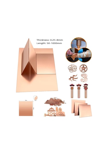 1 Adet Kalınlık 0,25-8mm Uzunluk 50-1000mm %99,9 Saflıkta Bakır Metal Plaka