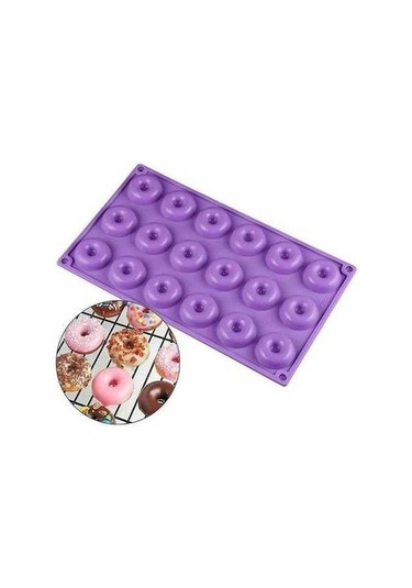 Fastbuy 18 Adet Mini Krakerli Silikon Donut Kalıbı, Fırın Tepsi, Muffin Ve Pasta Yapımı İçin MOr
