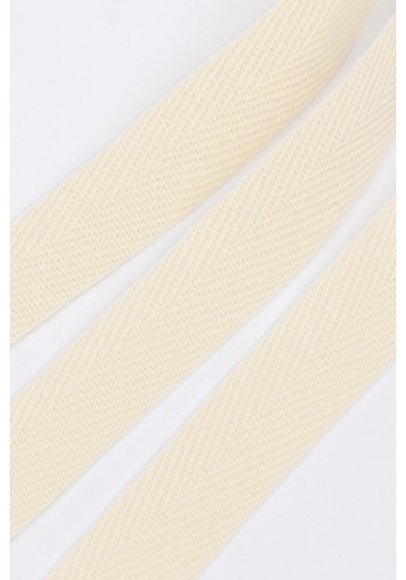 %100 Pamuklu Balıksırtı Dokuma Yassı Şerit 1 Cm Doğal Ham Renk Kumaş Şerit 10 Metre