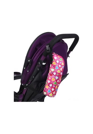 Qingmipy Bebek Biberon Isıtıcı Çantası - 3-4 Saat Isı Tutma, 350ml Kapasite, Bebek Arabasına Asılabilir, Nylon Malzeme Gül Kurusu