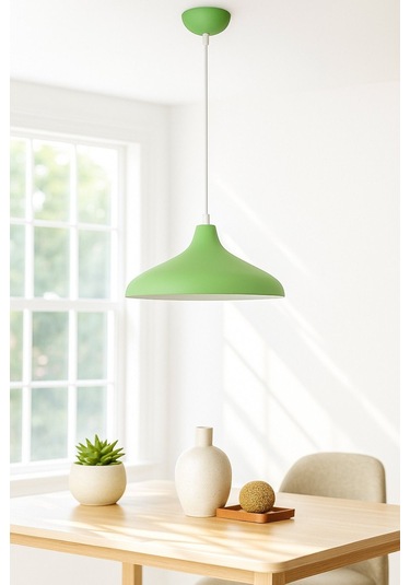 Nil Yeşil Içi Beyaz Renk Özel Tasarım Modern Dekoratif Cafe Sarkıt Cafe - Mutfak Tekli Avize Yeşil İçi Beyaz