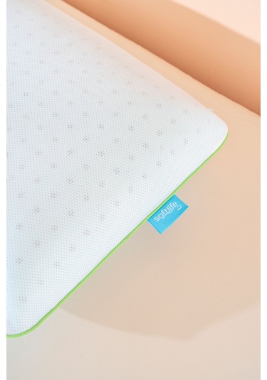 Color Terapi Hava Kanallı Yeşil Ortopedik Visco Yastık 60x40x15 Cm Beyaz