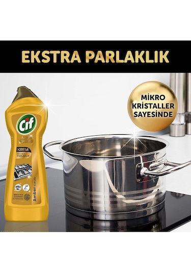 Cif Krem Yüzey Temizleyici Altın Işıltısı Amber Kokulu 4 x 750 ML