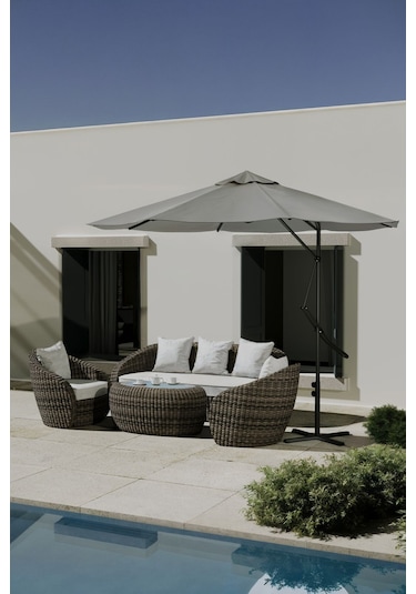 Bahçe Balkon Cafe Şemsiye 290x290 Cm Katlanır Gri