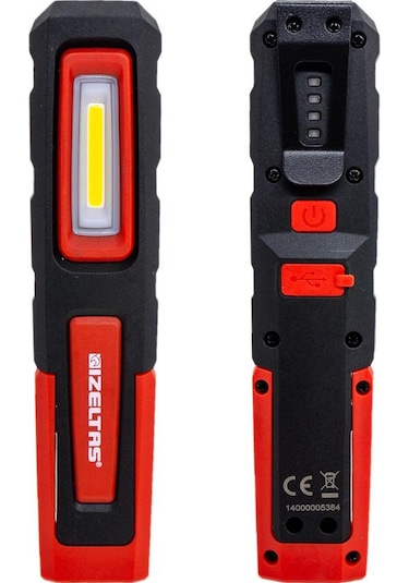 İzeltaş Cob Led Şarjlı Küçük Boy Çalışma Lambası 200 Lm Kırmızı - Siyah